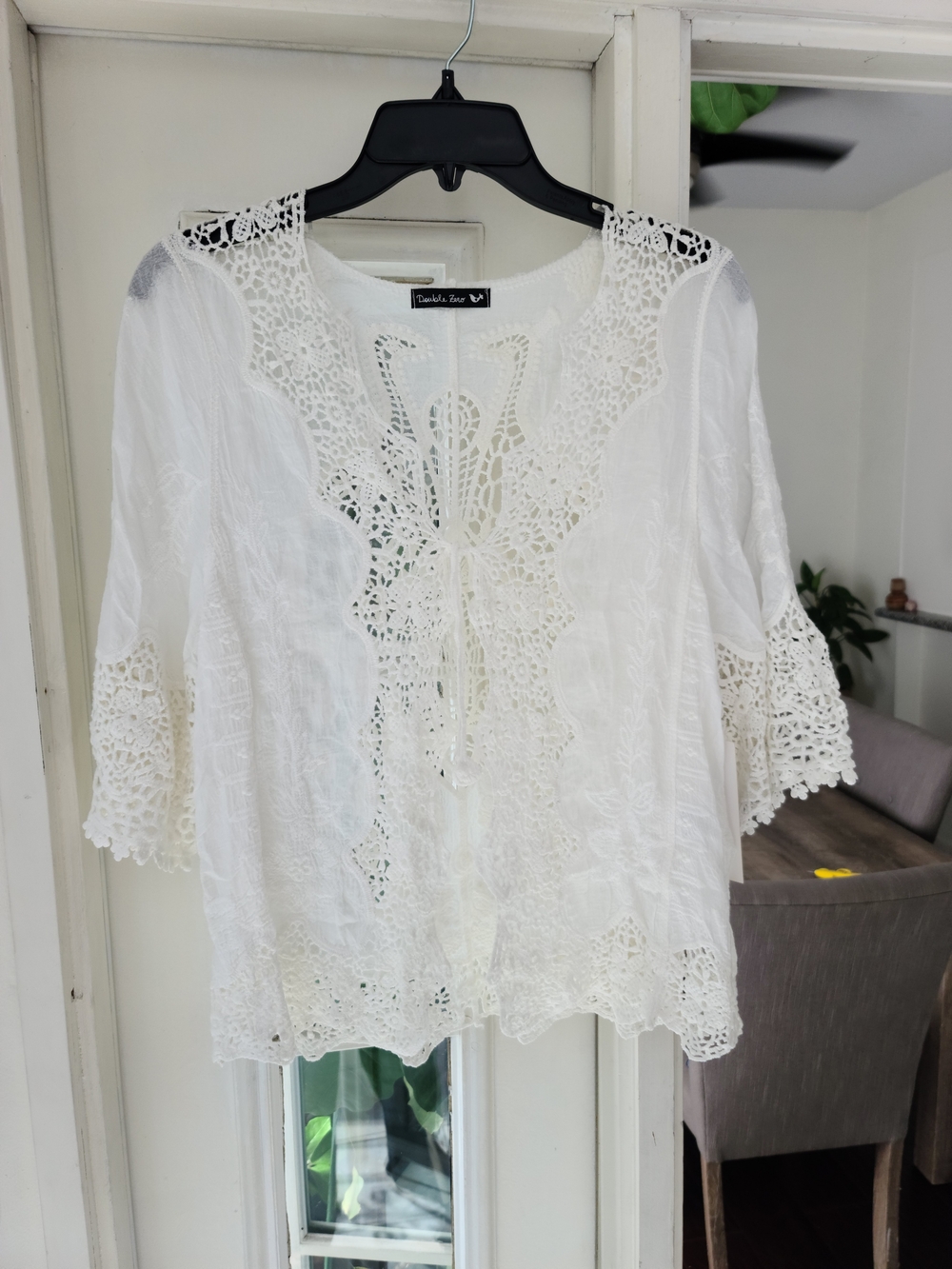 Double Zero White Crochet Lace Boho Tunic